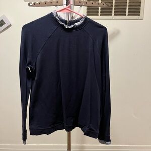 Carolina Belle Montreal Navy Top with Striped Collar size small